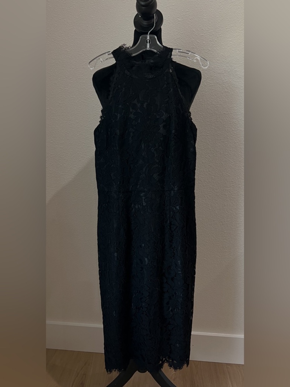 Eliza J Black Lace Halter Maxi Dress